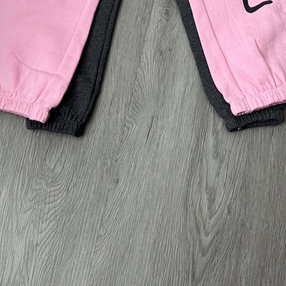 Sweet Butterfly Girls 2 Piece Jogger Pants Set, Pink Love/Solid Gray M (5-6) - Picture 4 of 7